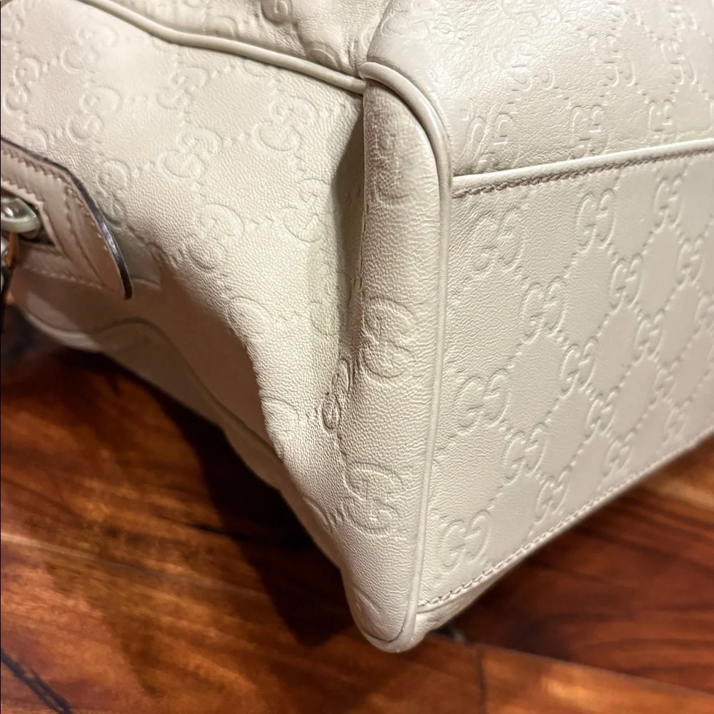 Gucci Signature Boston Bag. Neutral Leather. GG Signature - Picture 6 of 10